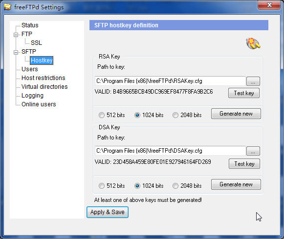 SFTP-hostkey配置选项